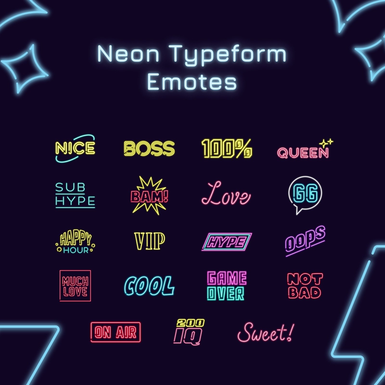 Colorful Neon Typeform Emote