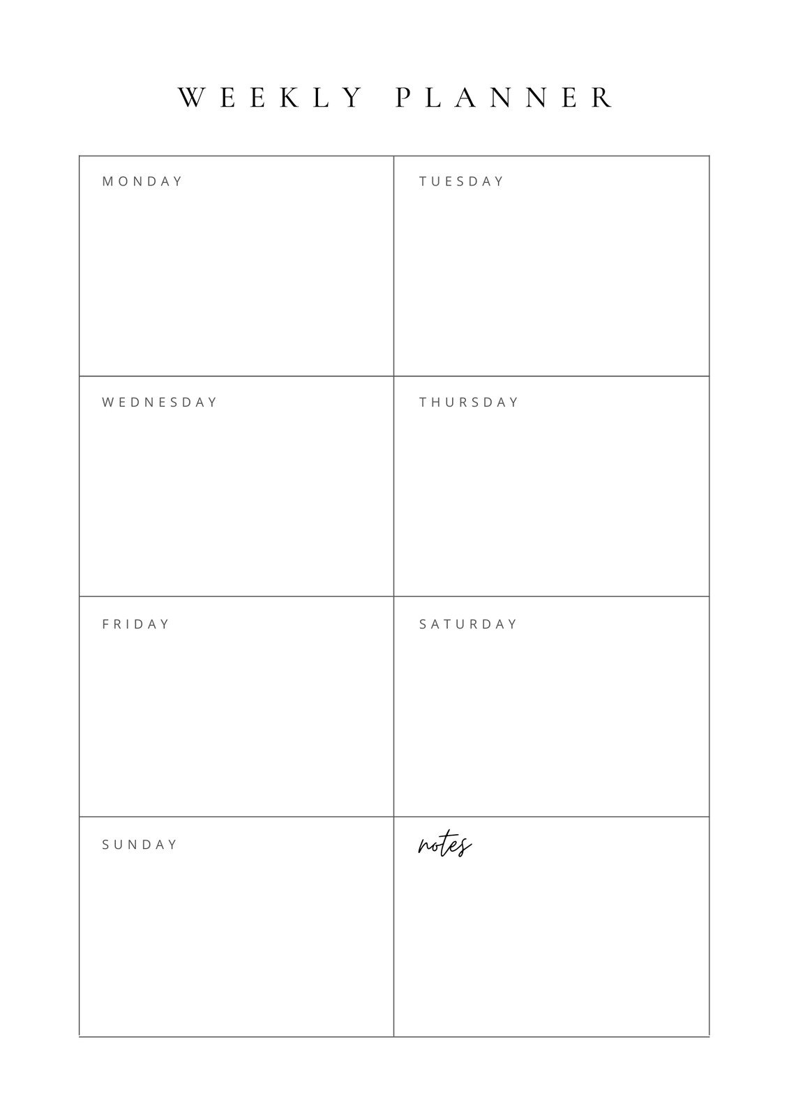 White Weekly Planner 