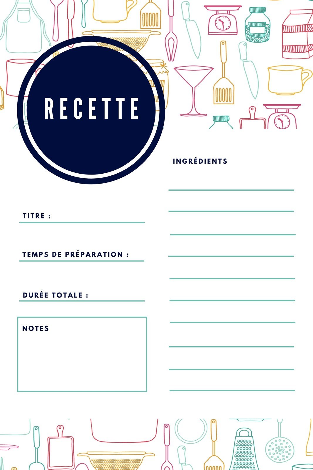 Cahier De Recette Cahier De Recette Vierge Cahier De Recettes Diy   Canva Coloré Illustré Général Recette Carte 5RhZNou1Lxs 