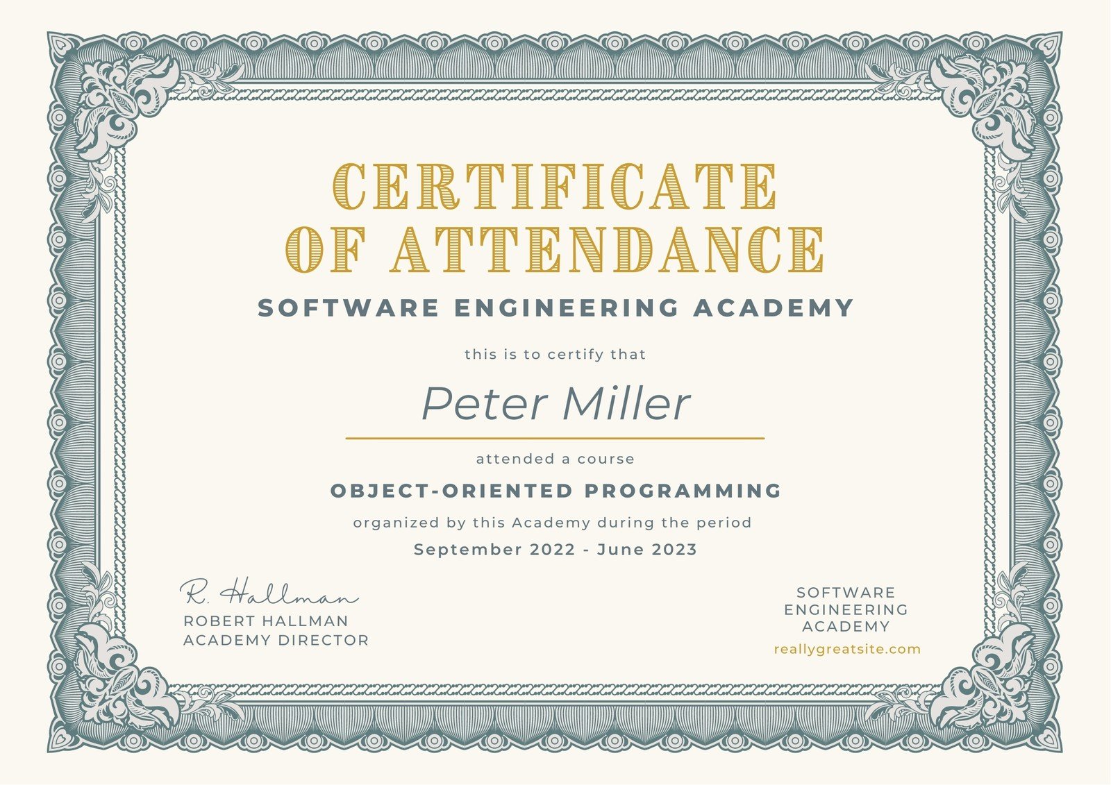 Customize 22+ Attendance Certificates Templates Online - Canva Intended For Conference Certificate Of Attendance Template