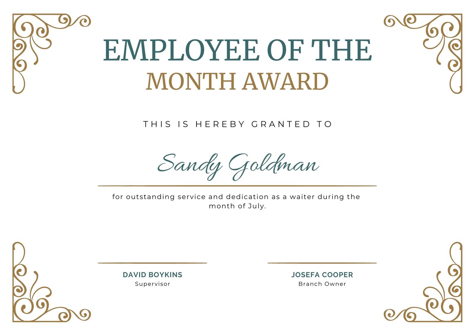 Free printable employee of the month certificate templates  Canva In Free Printable Blank Award Certificate Templates