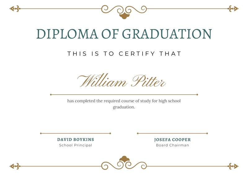 Free printable high school diploma certificate templates | Canva