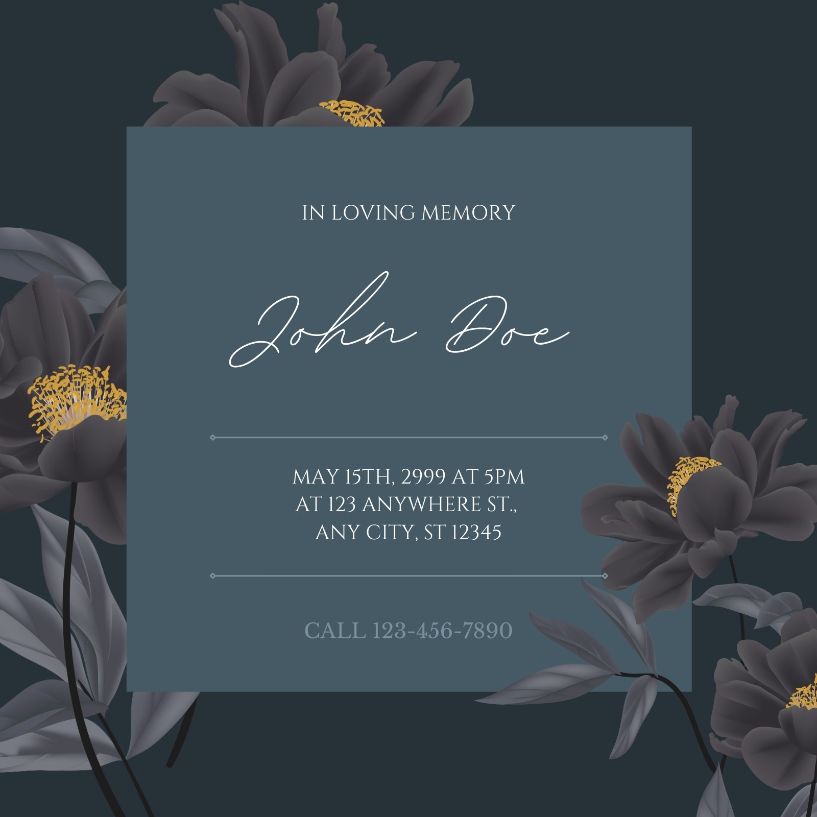 Free printable, customizable funeral invitation templates  Canva Intended For Memorial Card Template Word