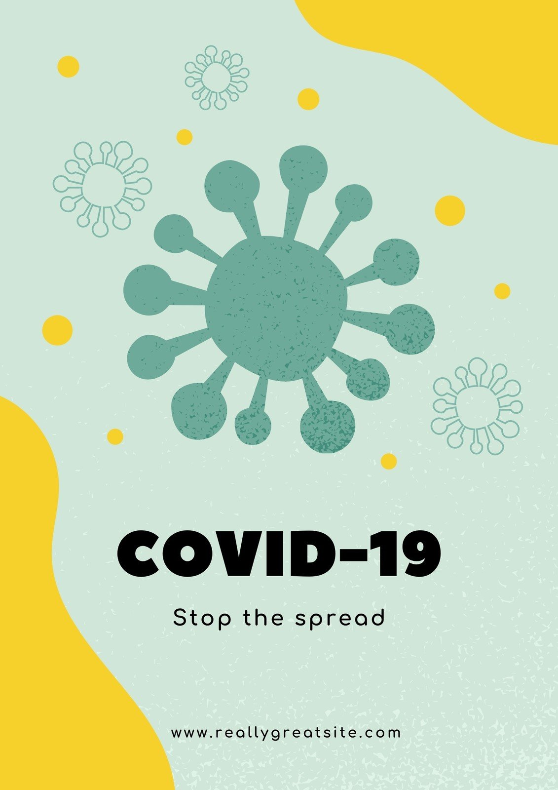 Green and Yellow Stop Covid-19 Poster