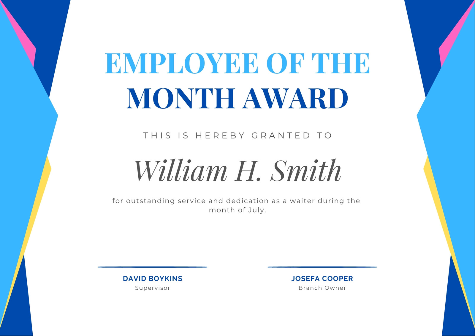 Free Printable Employee Of The Month Certificate Templates Canva