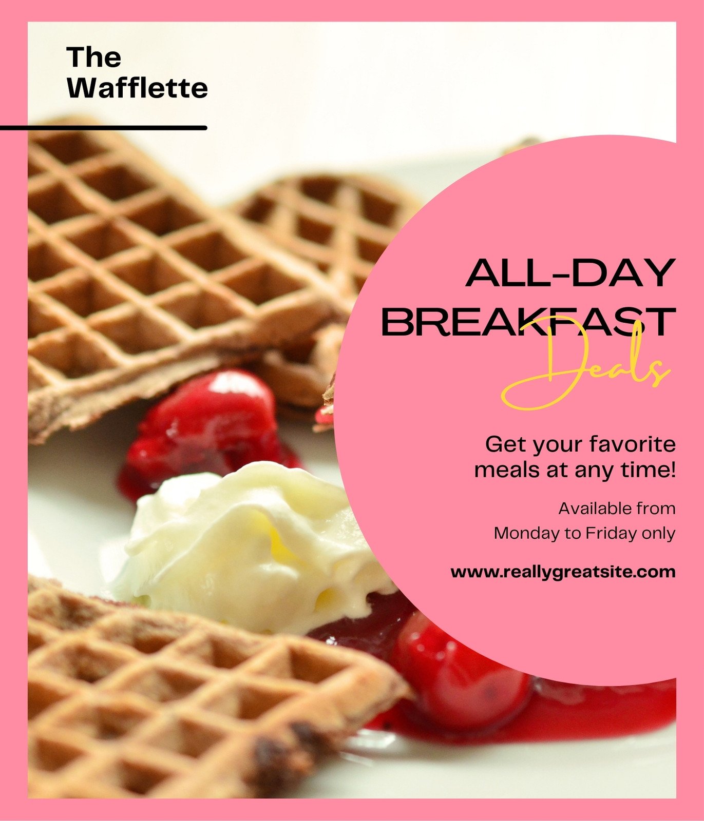 Pink and Yellow Waffle Modern Swiss Food and Restaurant Retractable Exhibition Banner