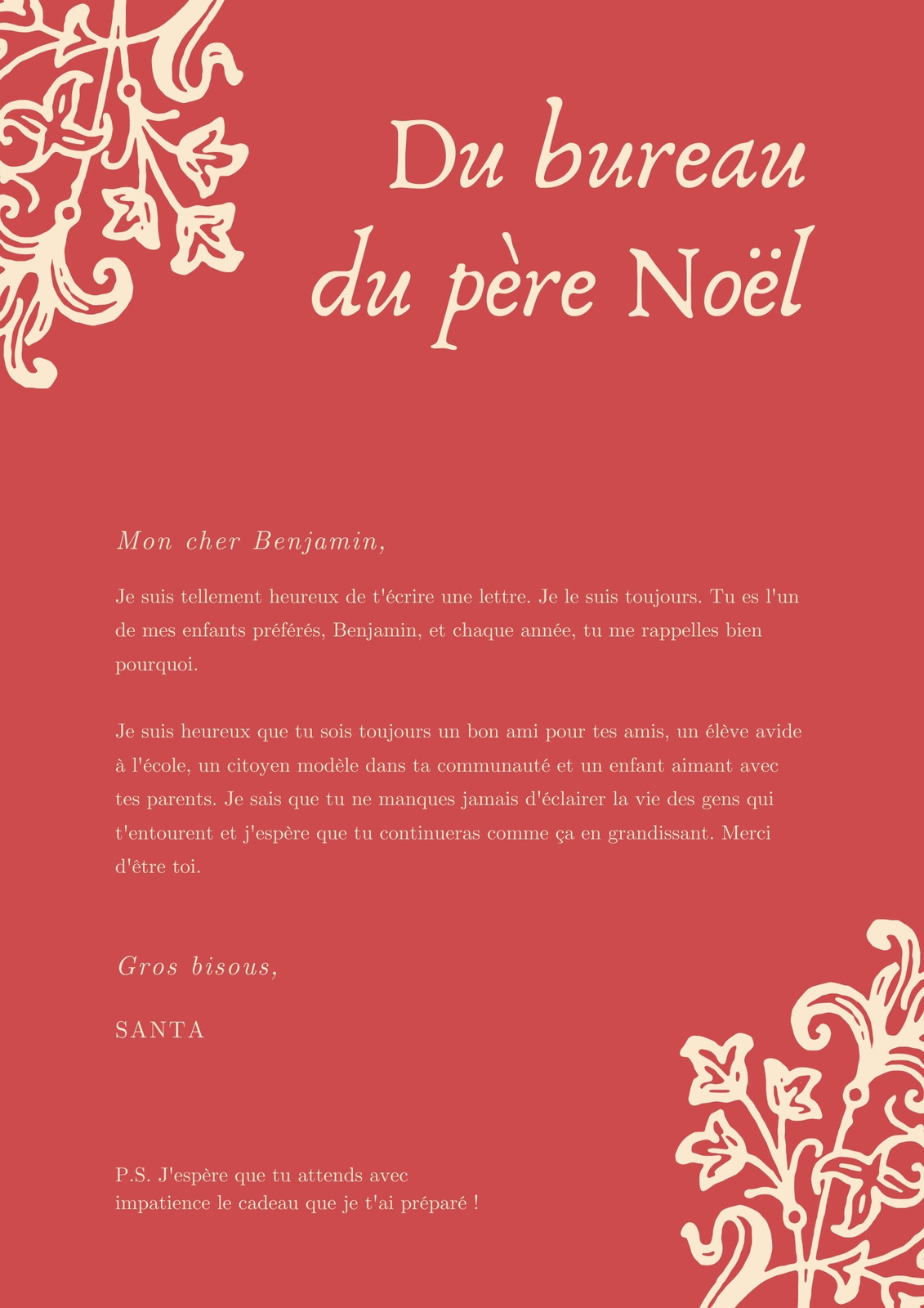 Lettre au père Noël à imprimer avec son enveloppe prête à poster 