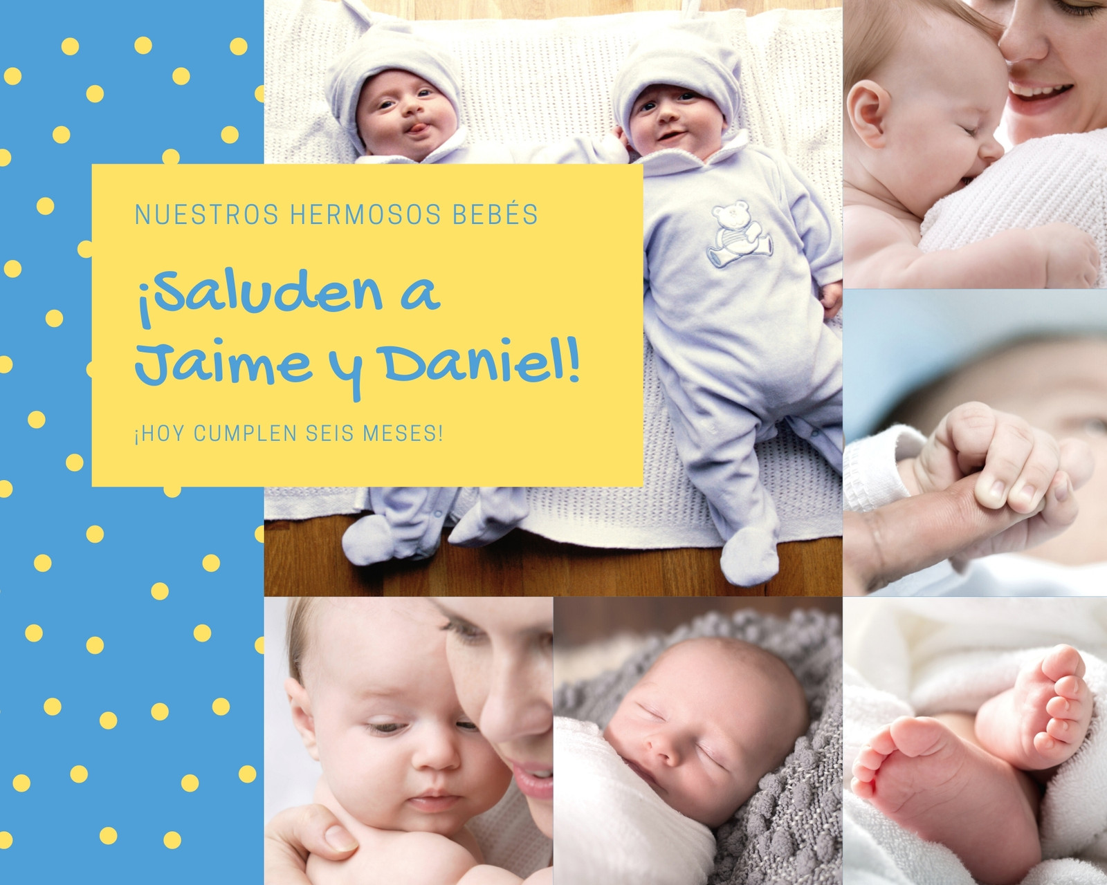 Azul Gemelos Bebé Collage de Fotos