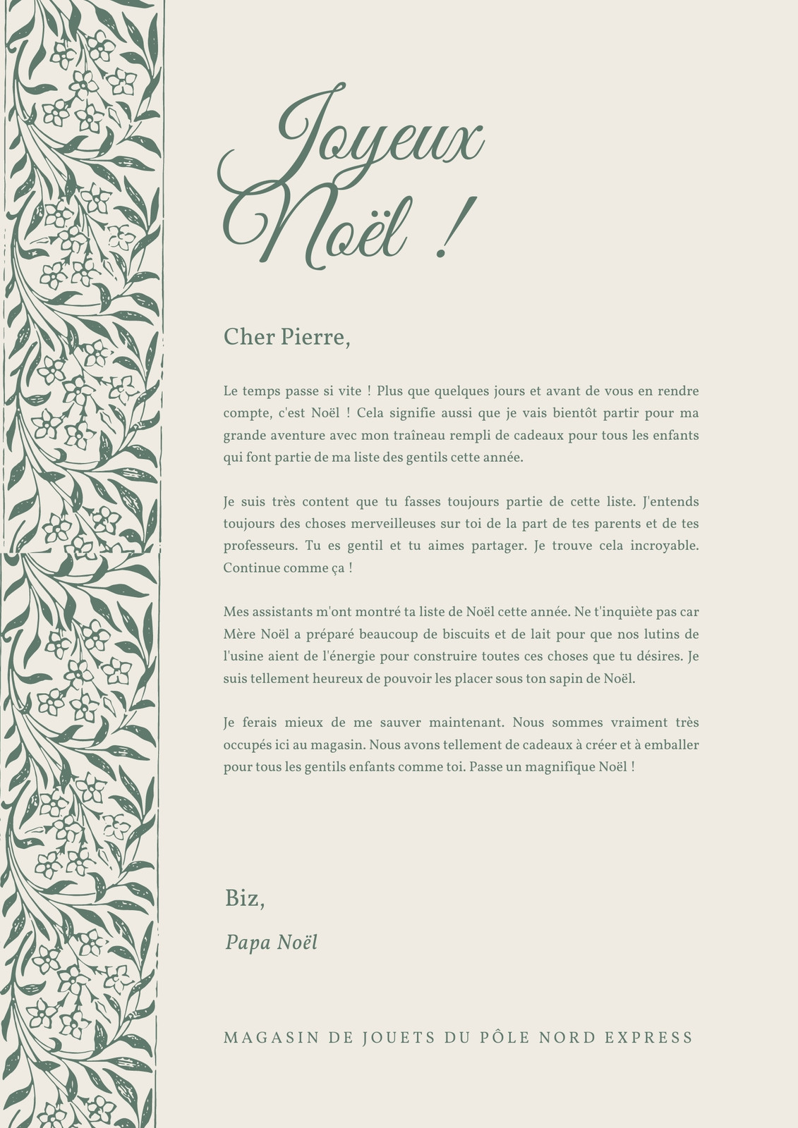 Lettre du Père Noël personnalisée, réponse officielle au prénom de l'enfant  – Mimosa Chroma