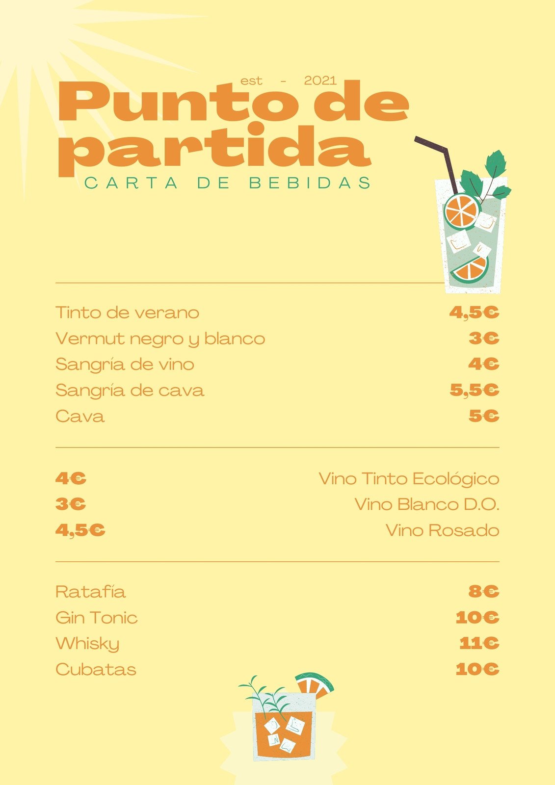 Plantillas de Menús de bar editables online  Canva