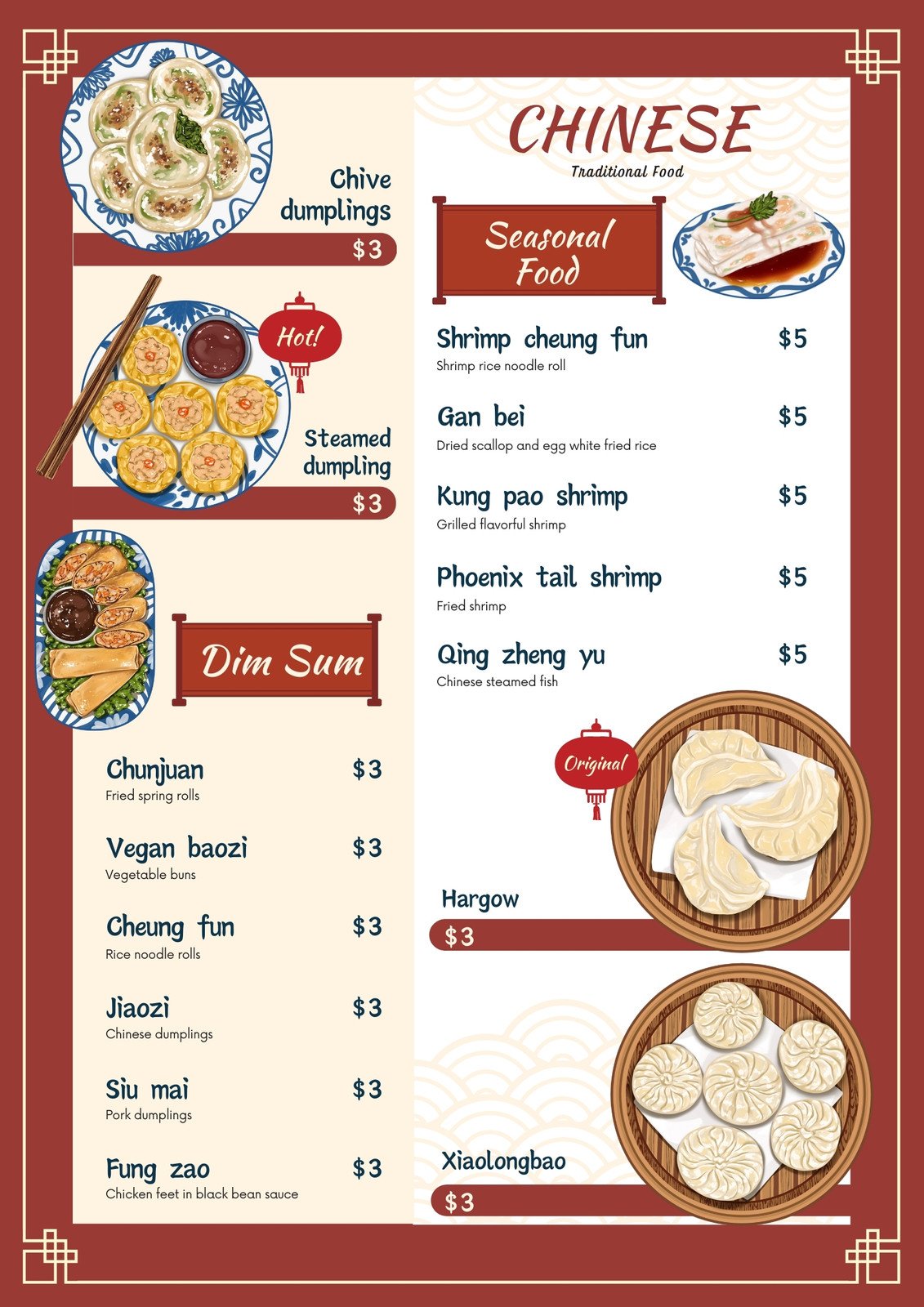 Basic Chinese Food Menu