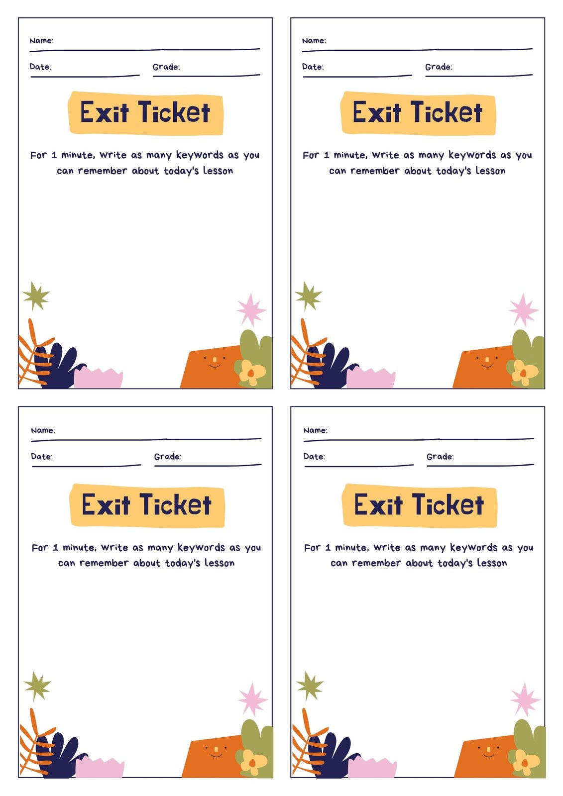 Free Printable Exit Ticket Templates You Can Customize Canva 24 