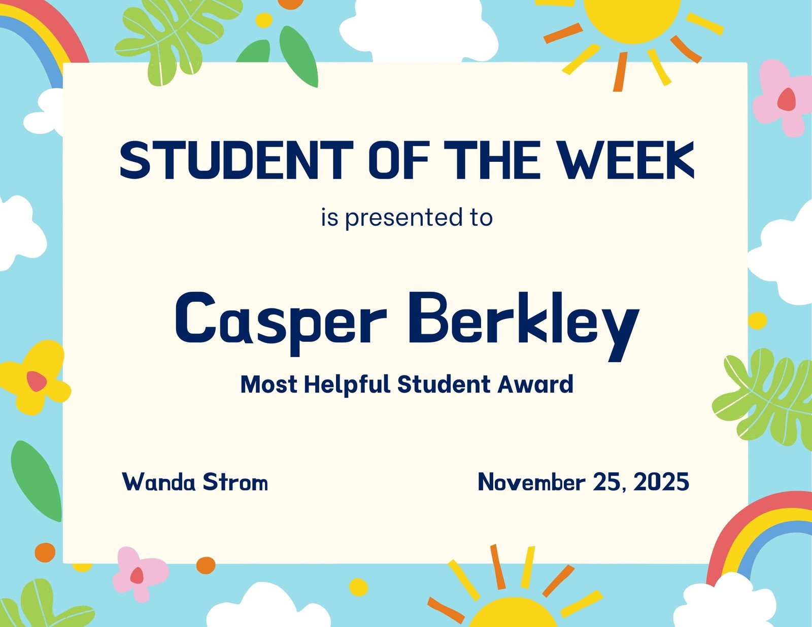 Free printable, customizable student certificate templates  Canva For Star Of The Week Certificate Template