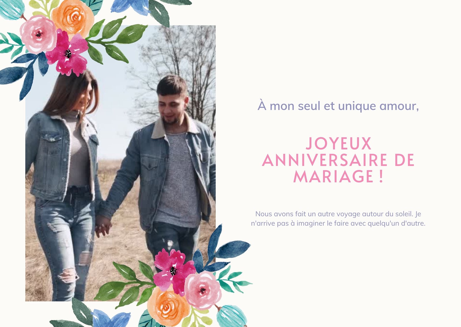 Cartes D Anniversaire De Mariage Gratuites A Personnaliser Canva