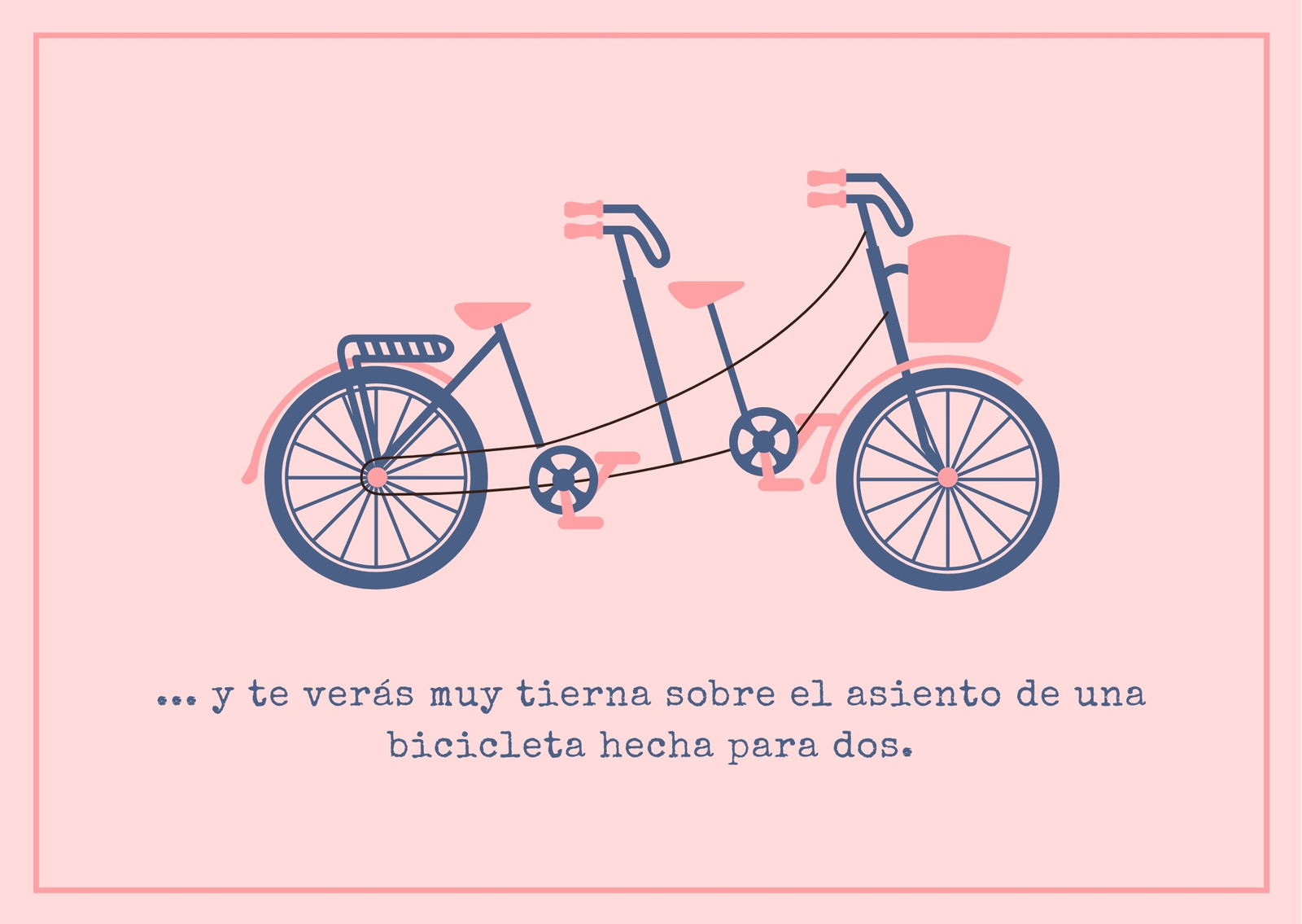 Rosa Pastel Bicicleta para Dos Amor Postal