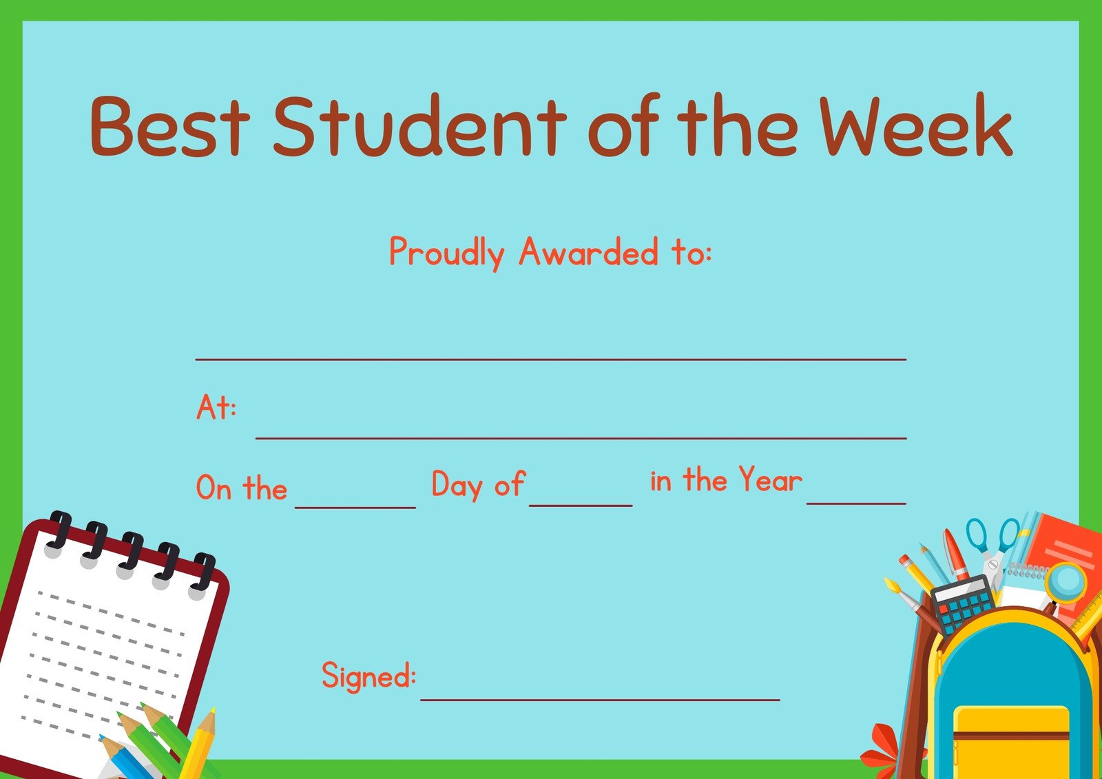 Free printable, customizable student certificate templates  Canva Throughout Star Of The Week Certificate Template