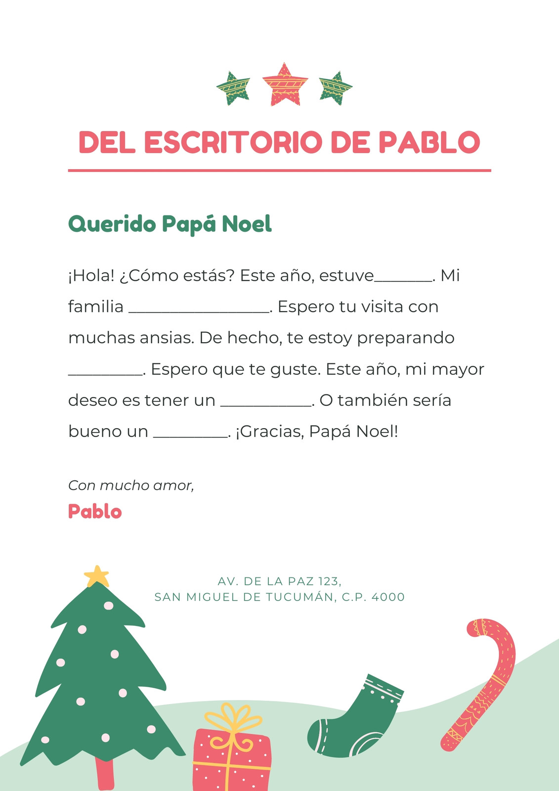 La Carta Para Papa Noel Explorá nuestras plantillas de cartas para papá Noel | Canva