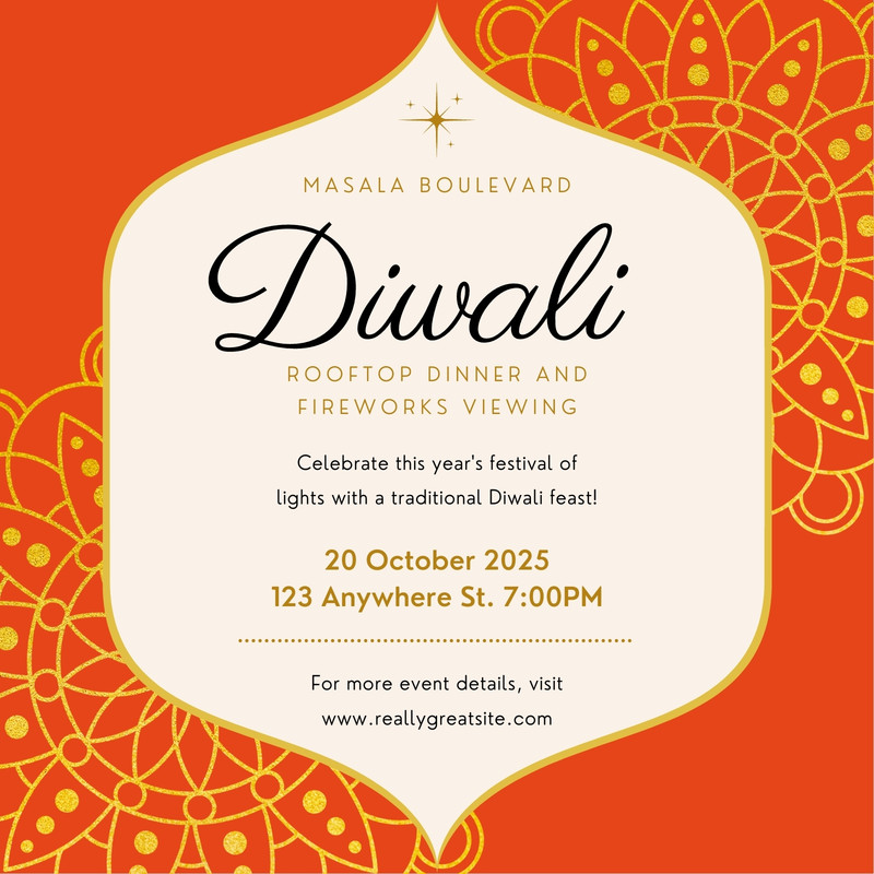 Free printable, customizable Diwali invitation templates Canva