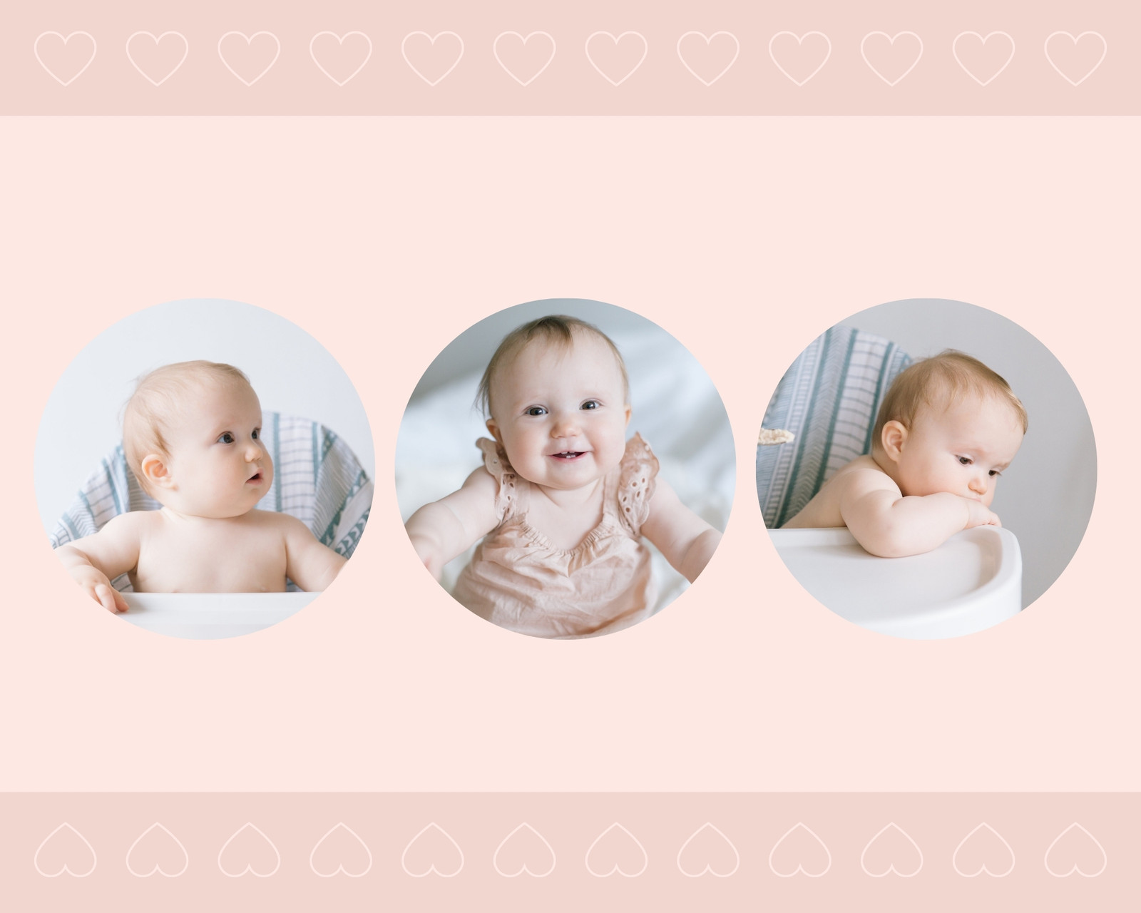 Rosado y Durazno Corazón Bebé Collage de Fotos