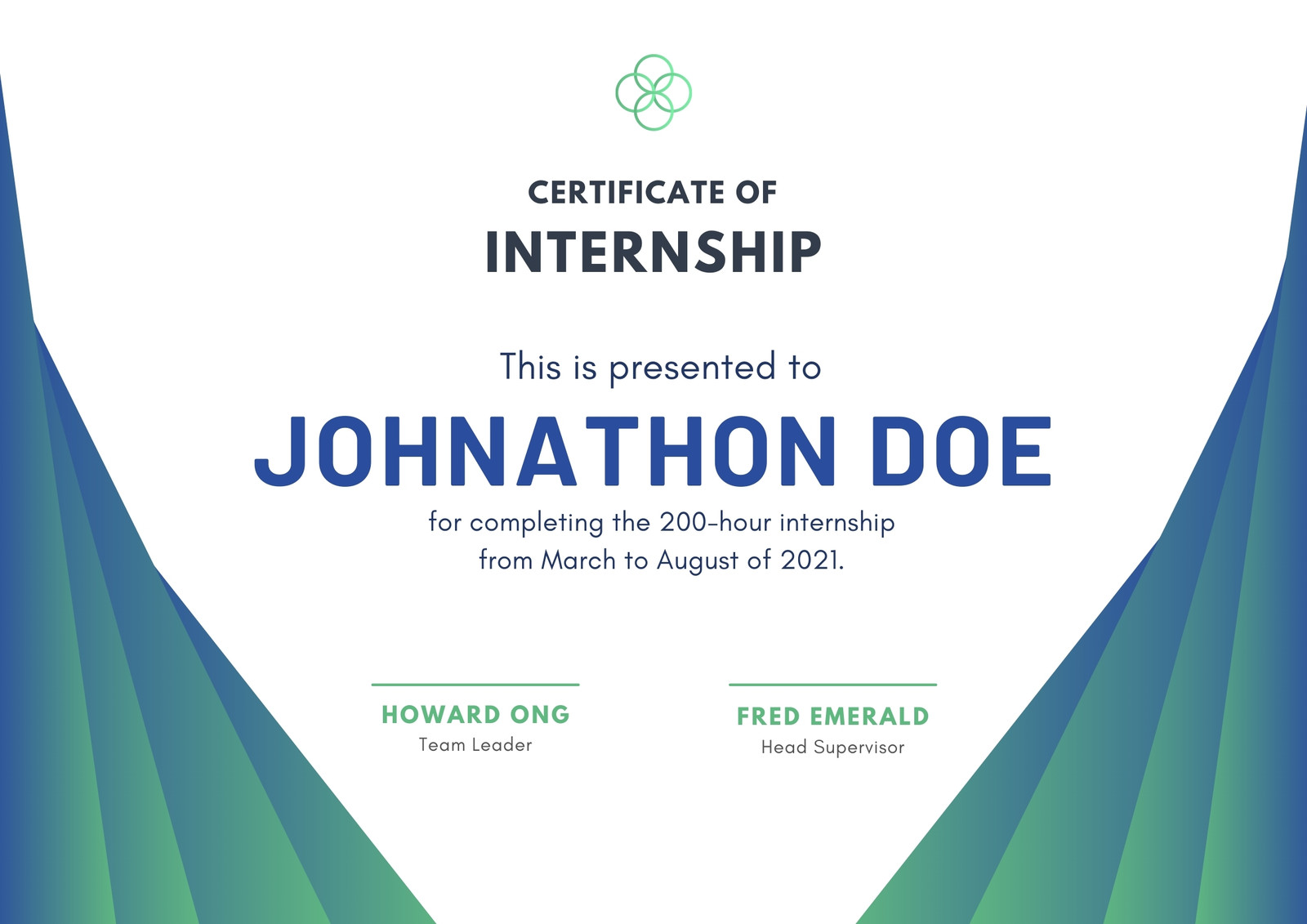 Internship Certificate Design