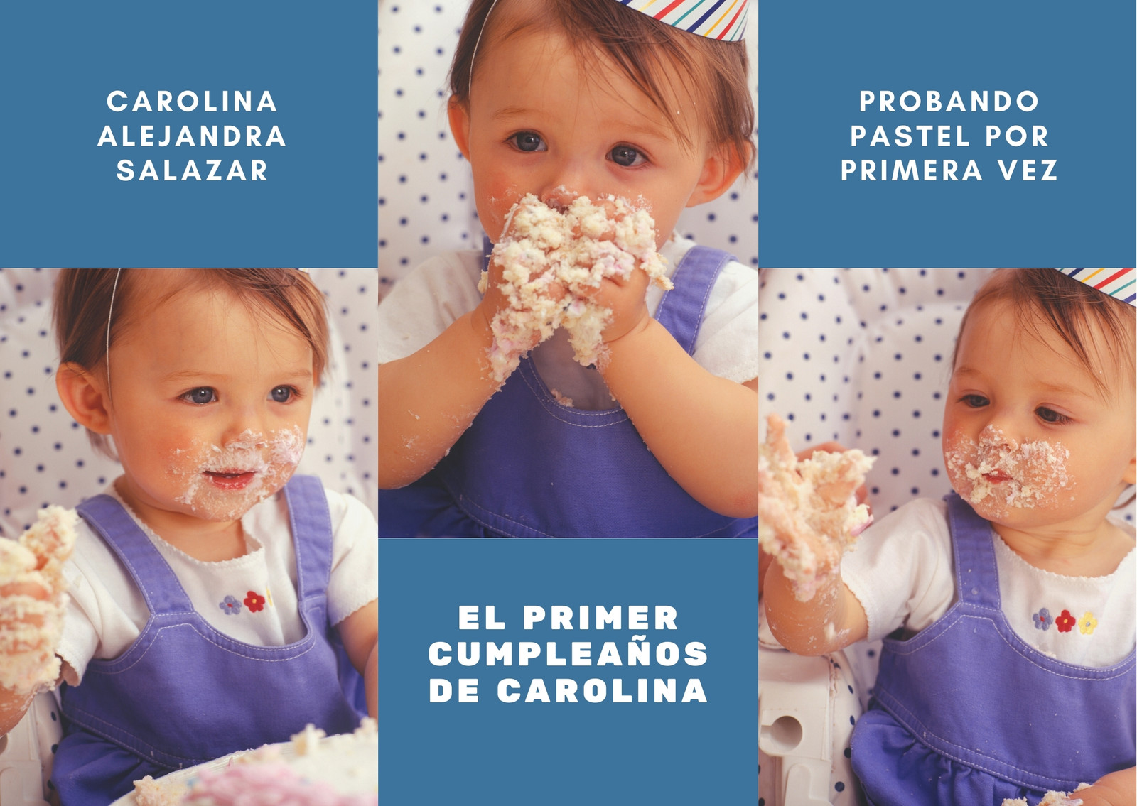 Azul Collage de Fotos Bebé Recuerdos Tarjeta