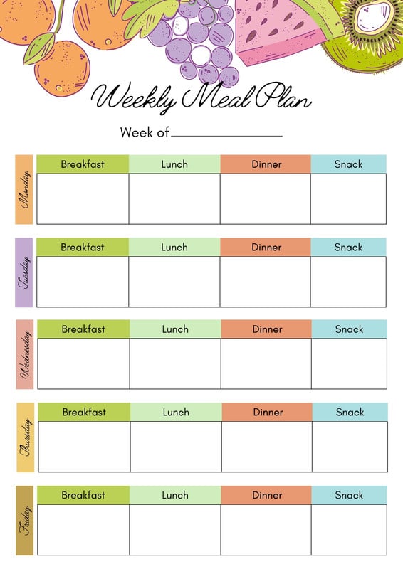 Free, customizable meal planner menu templates | Canva