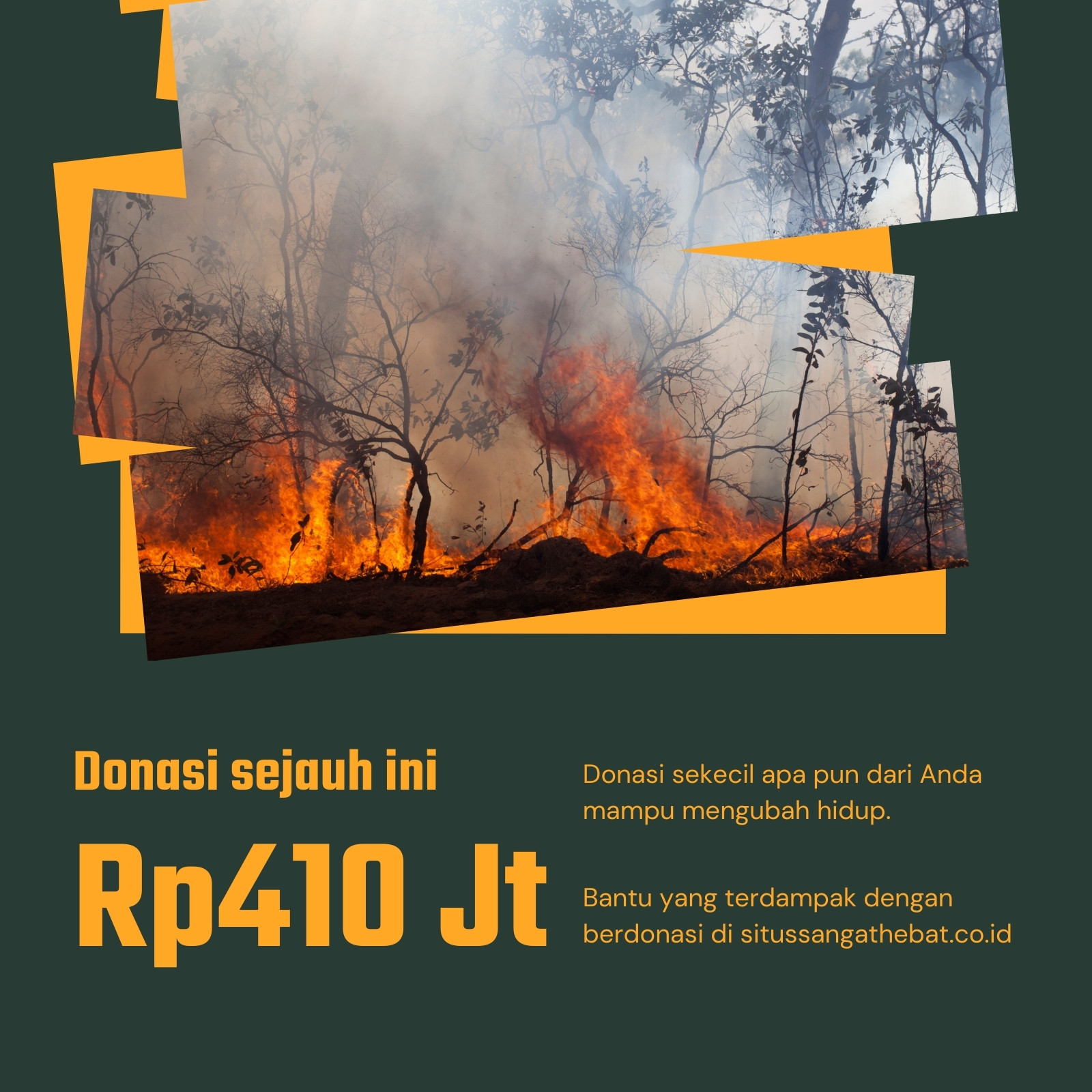 Postingan Media Sosial Pusat Krisis Kebakaran Frame Dinamis Kuning dan Hijau