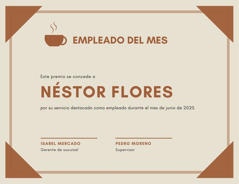 Plantillas De Certificados De Empleado Del Mes Gratuitas Canva