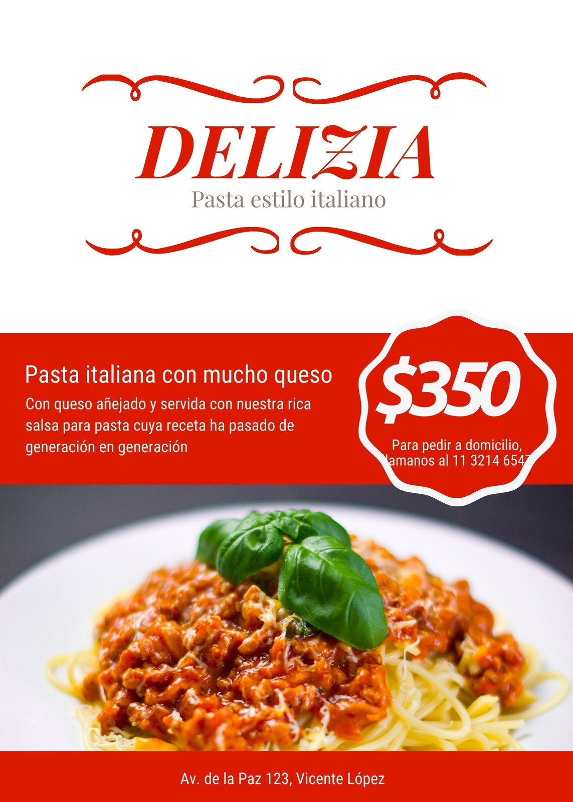 Rojo Foto Espagueti con Salsa Restaurante Volante