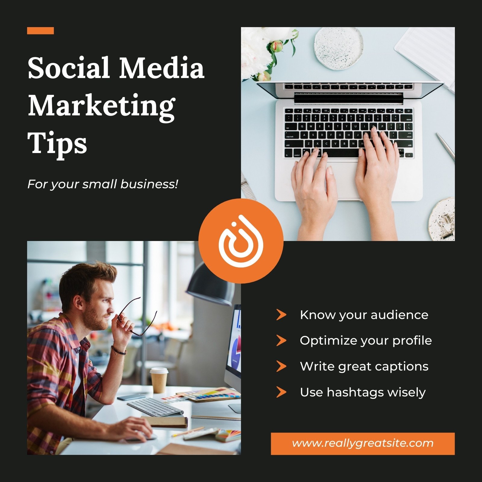 Dark brown social media marketing tips instagram post