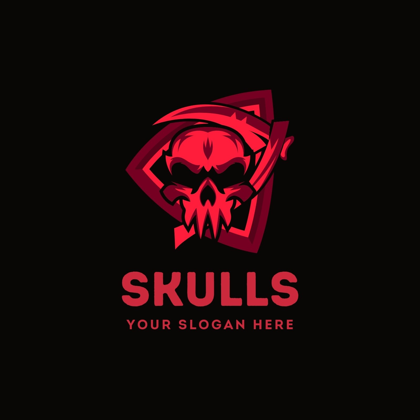 Red Skulls Mascot Gaming Logo 