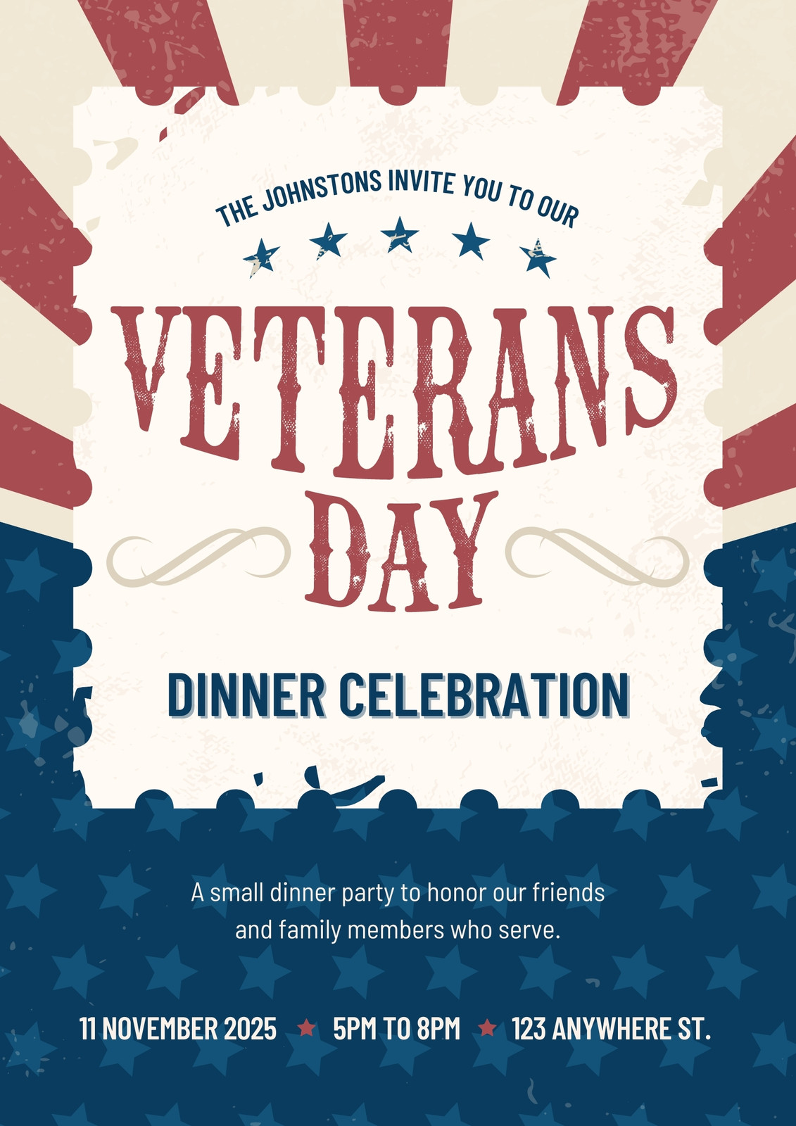 EDITABLE Veterans Day Invitation Vet Cookout Celebration 