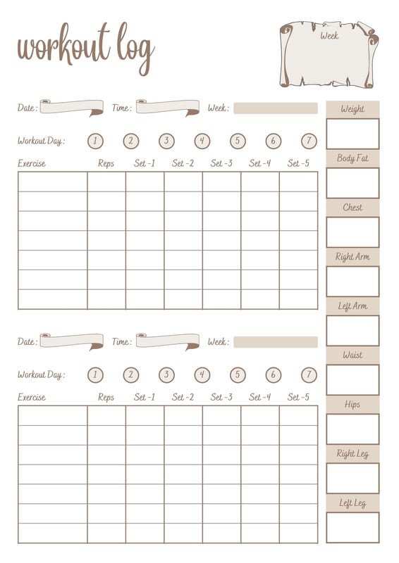 Free custom printable workout planner templates online Canva