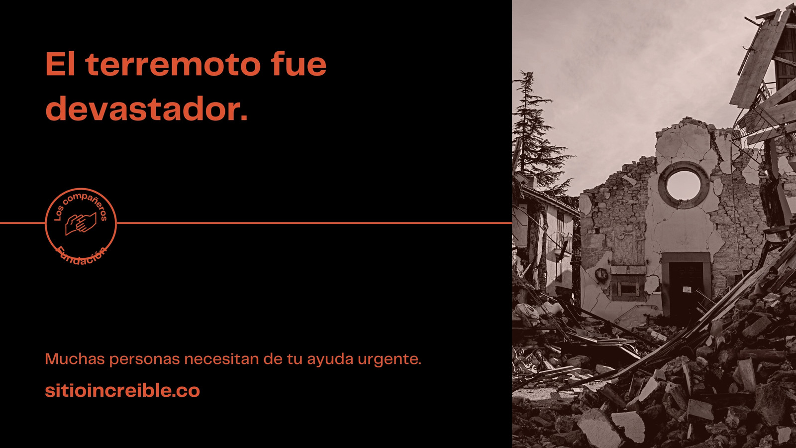 Naranja y Negro Monótono Minimalista Terremoto Centro de la Crisis Fondo Virtual