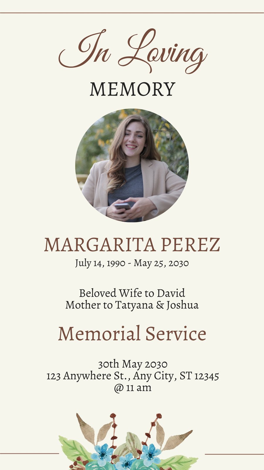 Free and customizable memorial templates