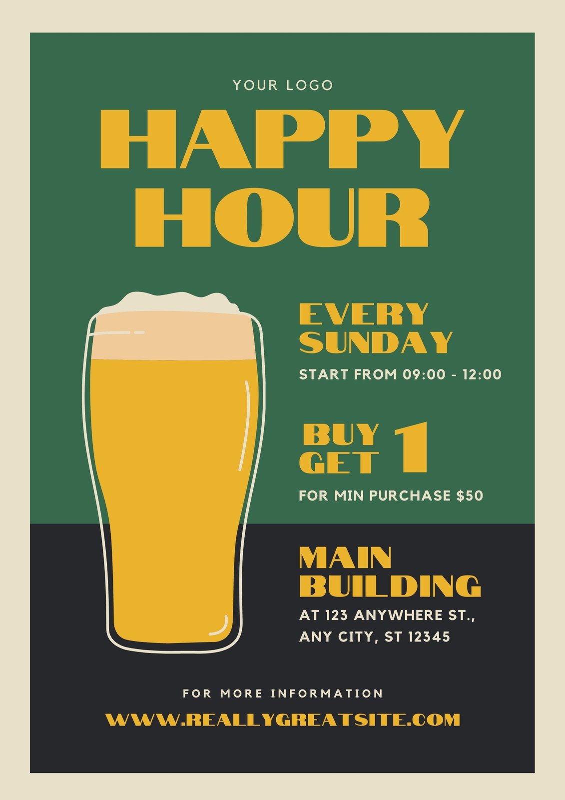Free printable, customizable happy hour flyer templates  Canva For Happy Hour Menu Template