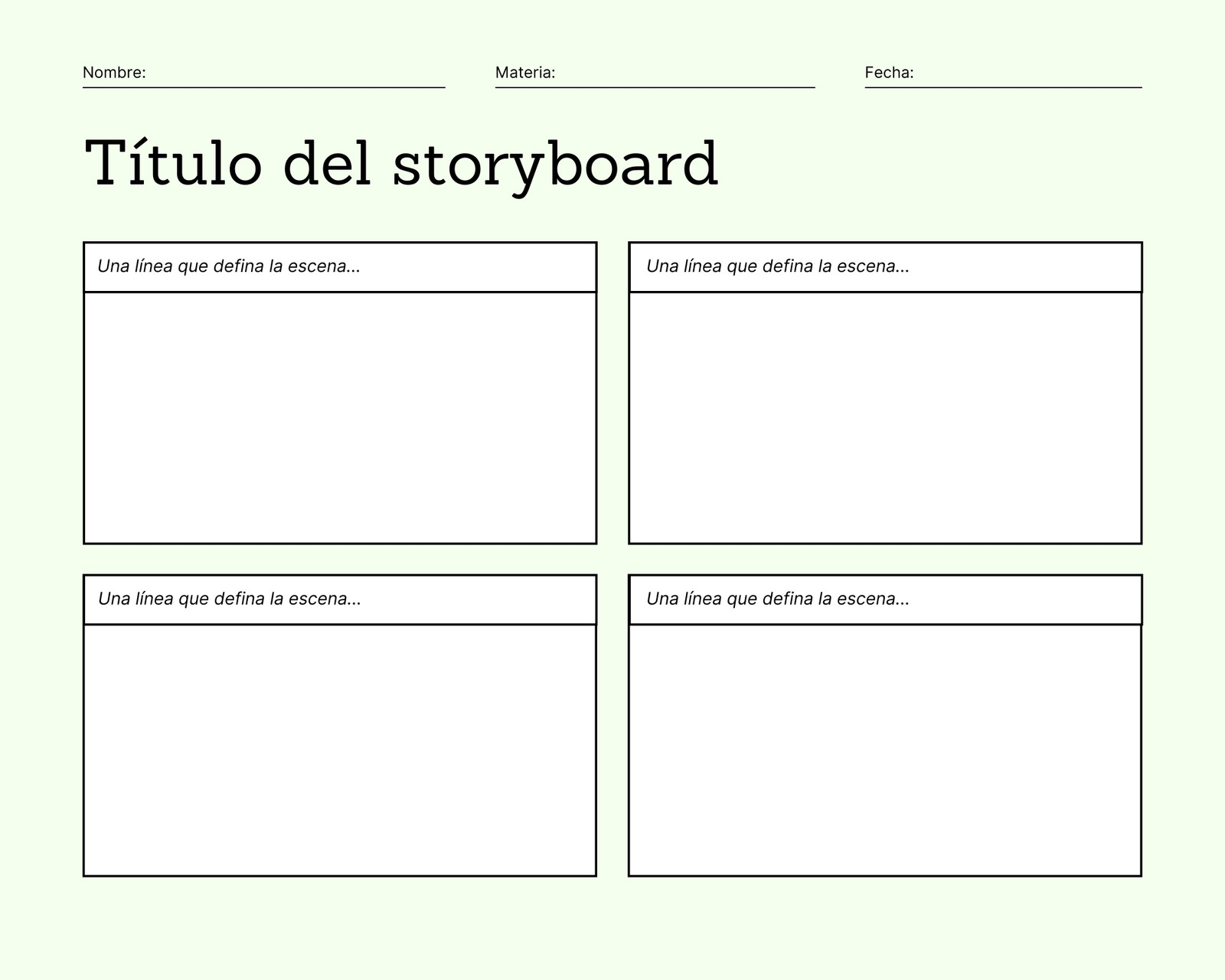 Free, printable, customizable storyboard templates