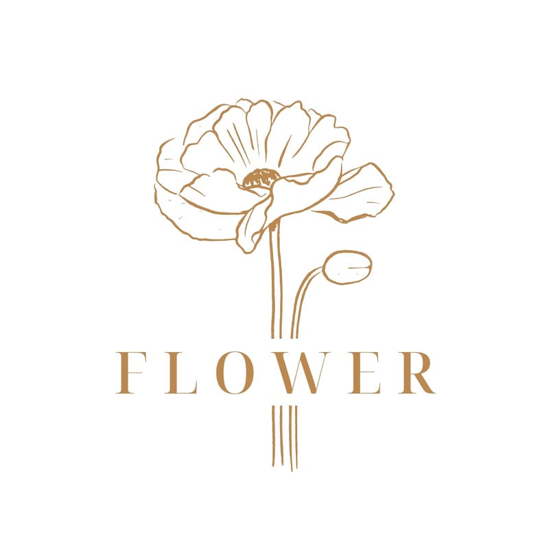 Flower shop logo. Elegant golden floral emblem isolated on clean  background. Vector template Stock Vector Image & Art - Alamy