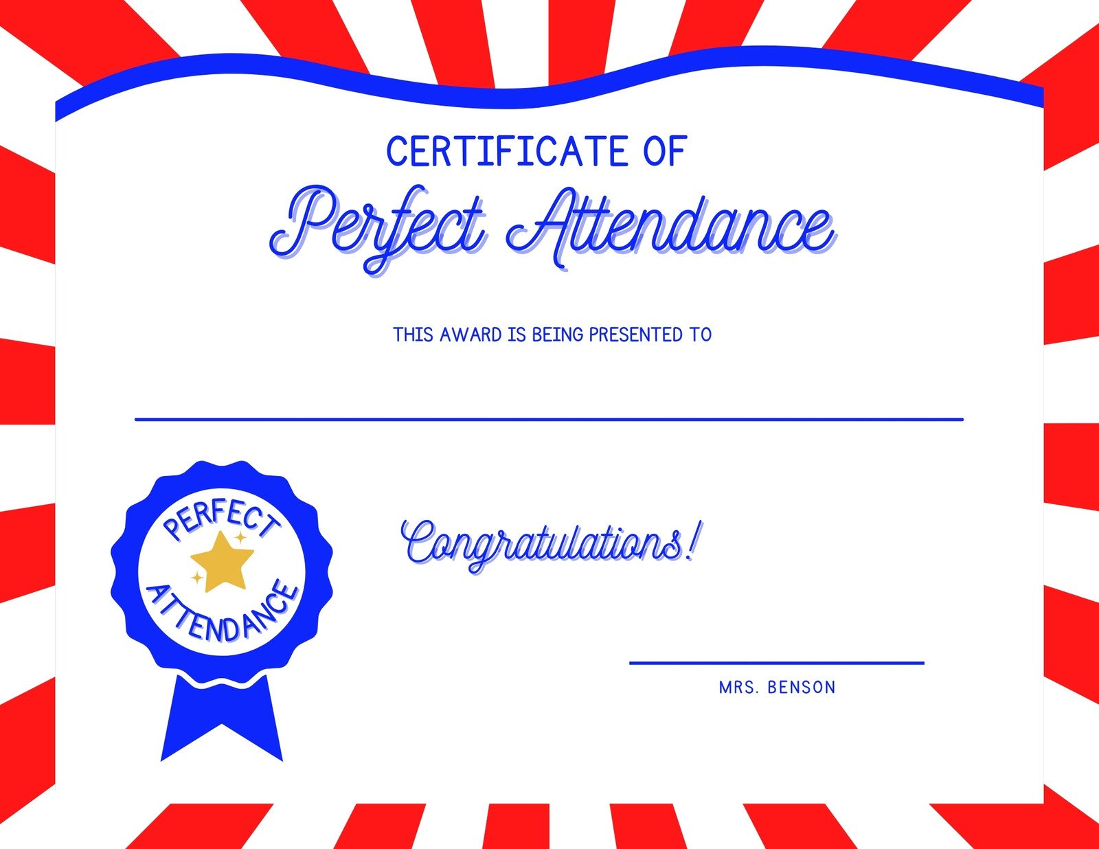 Free custom printable attendance certificate templates  Canva Inside Perfect Attendance Certificate Free Template