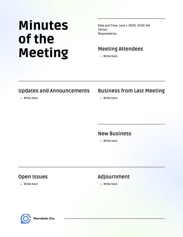 business meeting minutes template