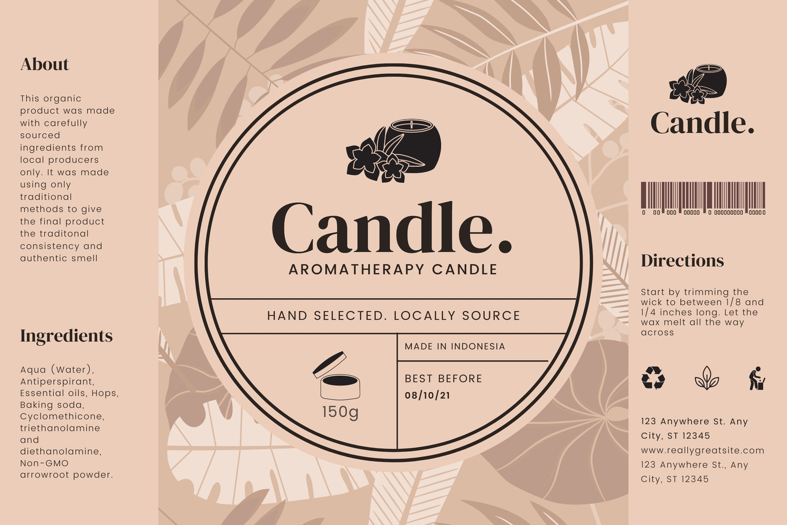 Candle Warning Label Template Editable Candle Safety Label Circle Candle  Label Canva Template Minimalist Warning Label Template 