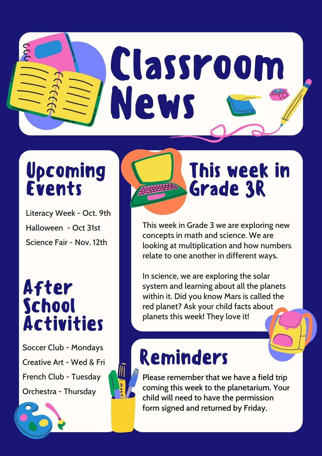 Free printable, customizable school newsletter templates  Canva Pertaining To Free School Newsletter Templates