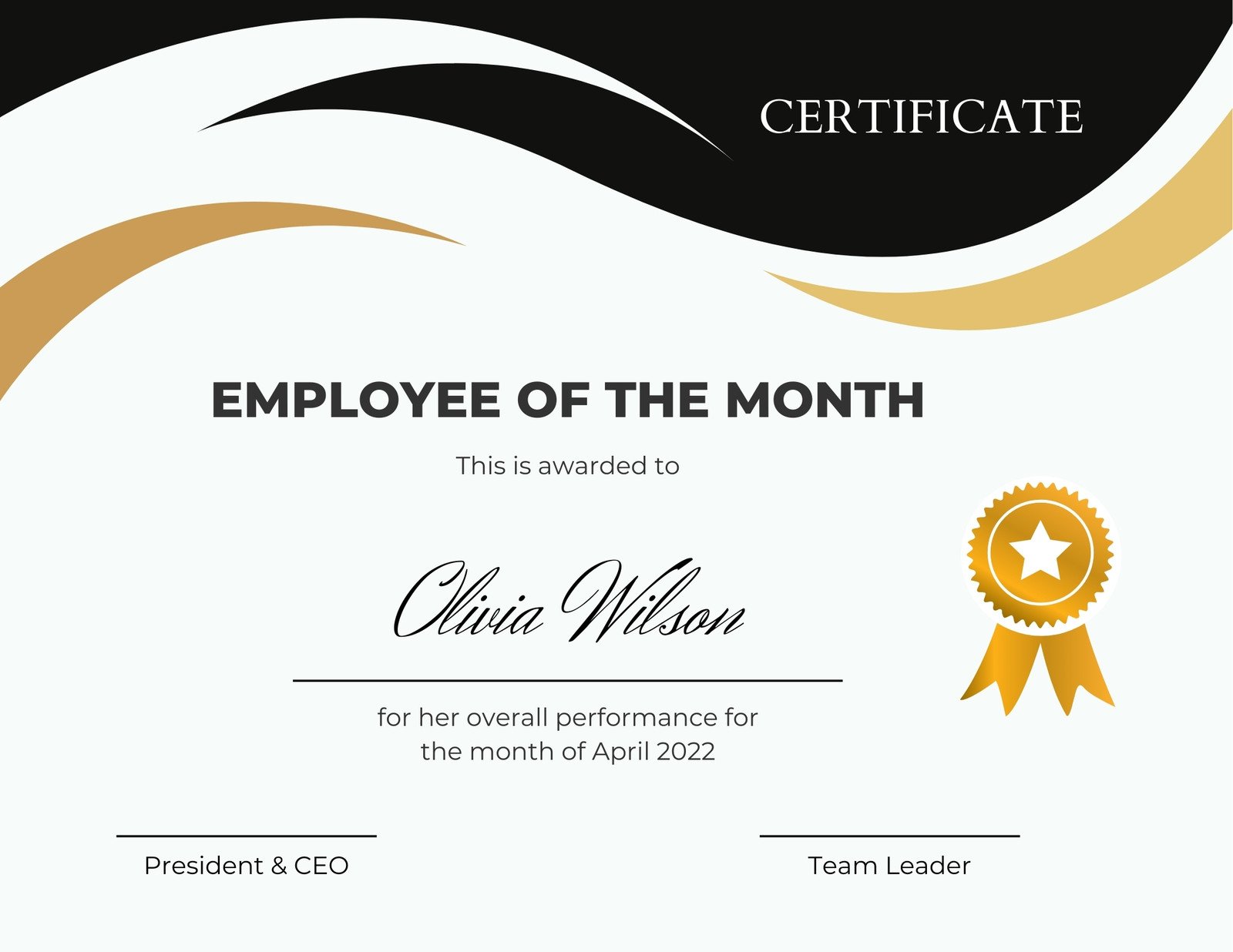 Free printable employee of the month certificate templates  Canva For Employee Of The Year Certificate Template Free