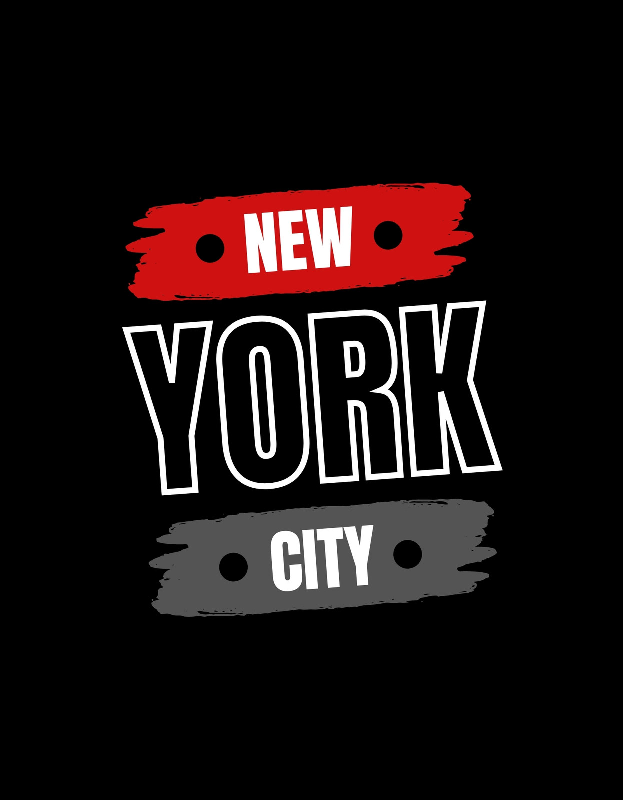 New York City with Brush Modern T-Shirt