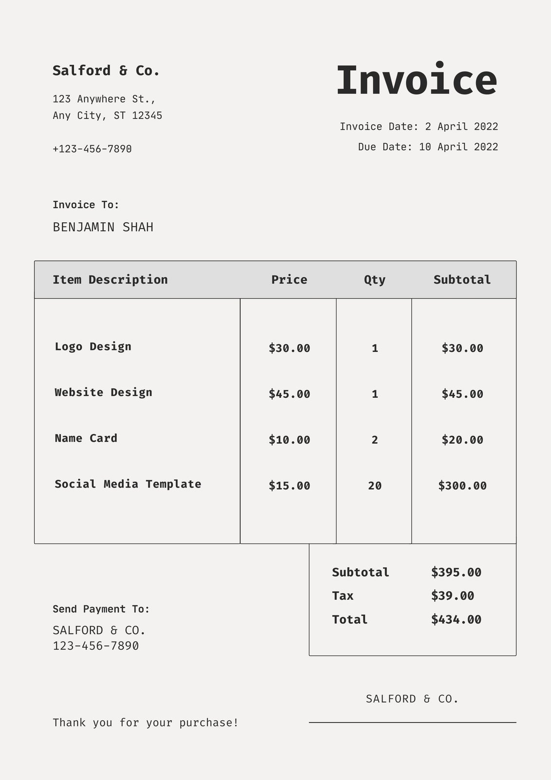 Page 3 - Free, printable, professional invoice templates to customize |  Canva