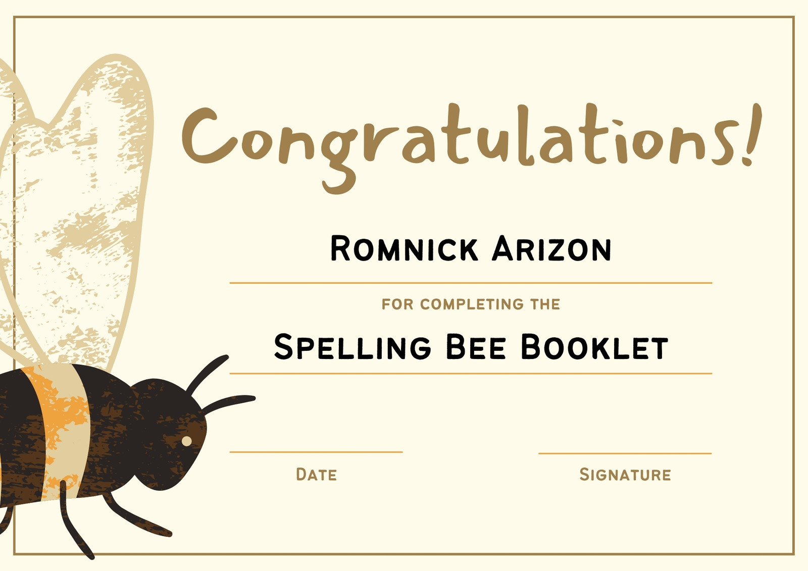Page 21 - Free, printable custom participation certificate In Spelling Bee Award Certificate Template