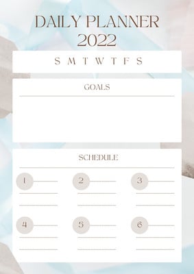 2022 daily planner template