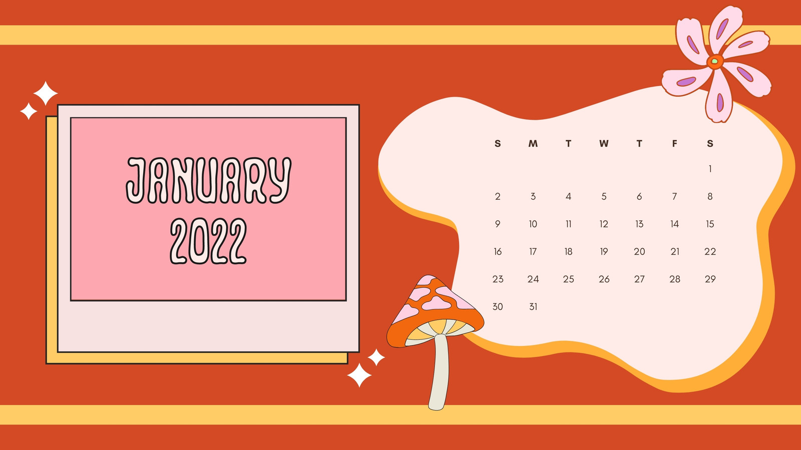 planner calendar january 2022 clipart