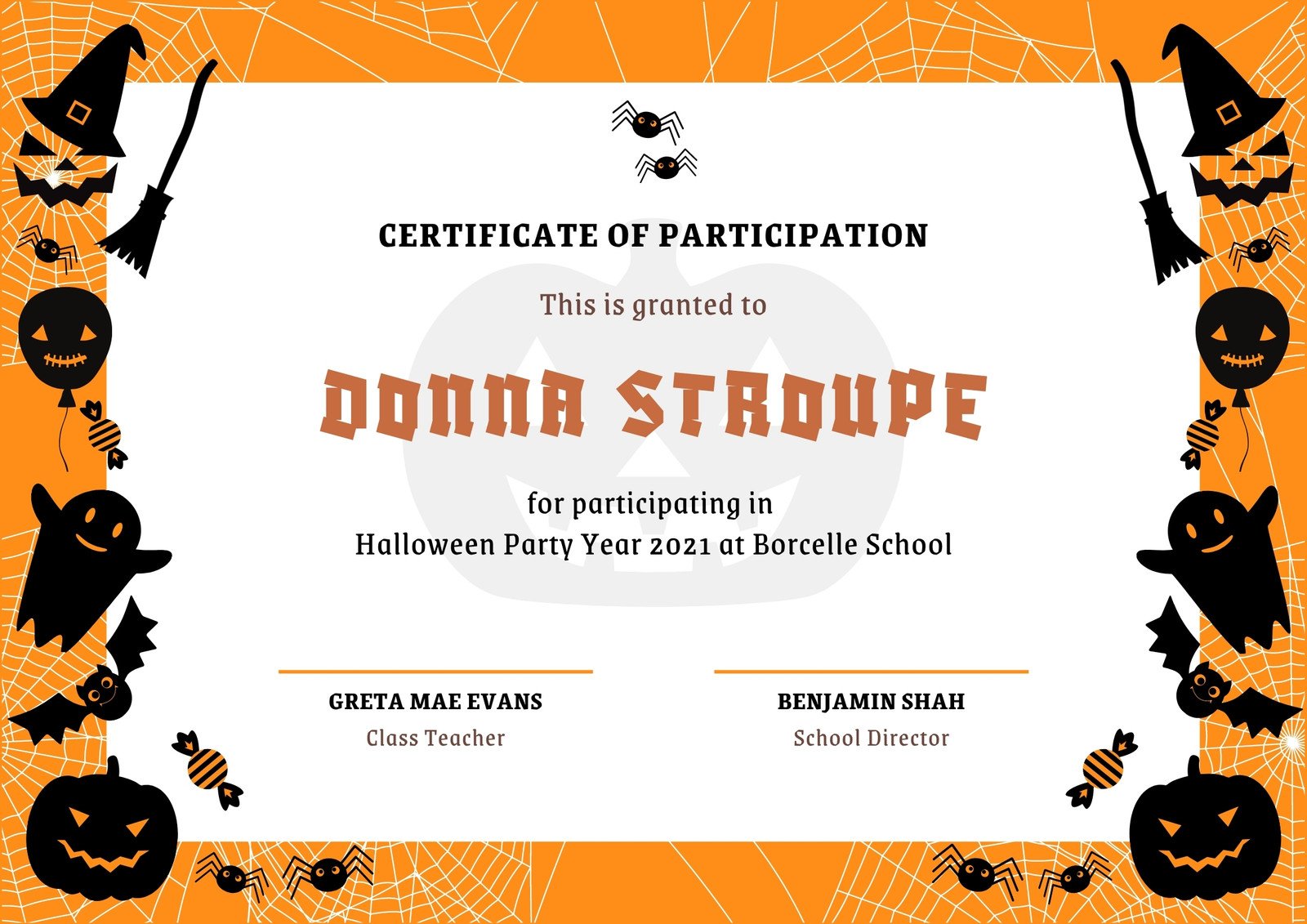 Page 22 - Free custom printable funny certificate templates  Canva In Halloween Certificate Template