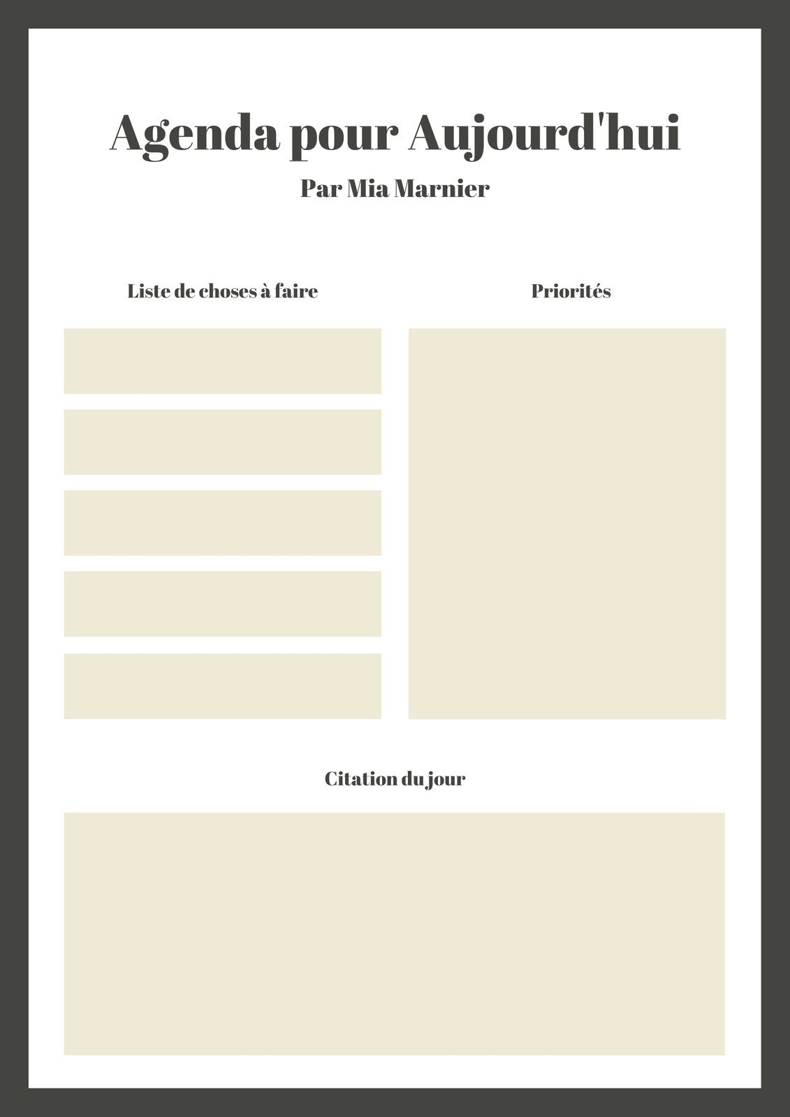 Modèles De Pages De Planificateur Minimalistes. Page Organisateur